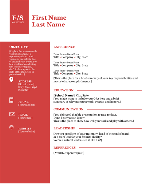 Bold Monogram Resume Template Freetemplatespro