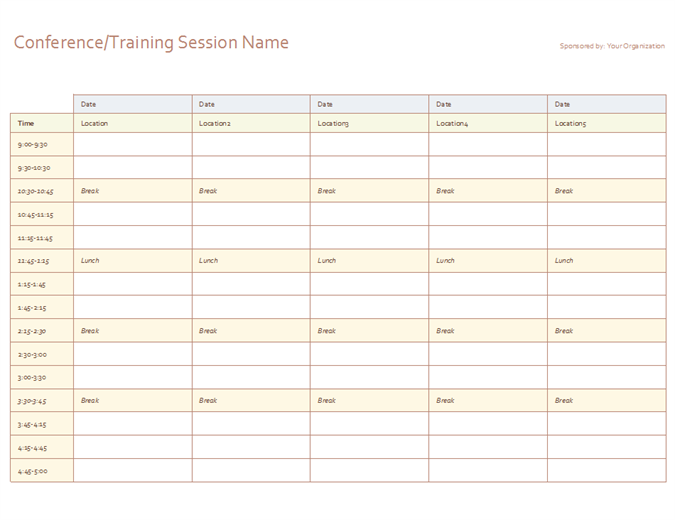 free five day daily schedule template