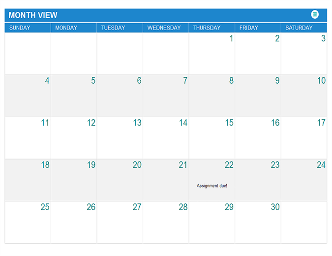 assignment 7 calendar