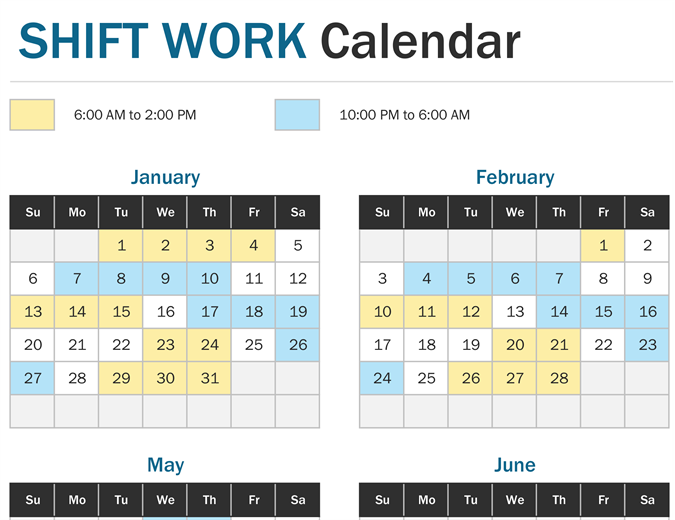 Shift Work Calendar Template Free - Betsy Charity